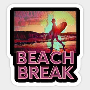 Beach Break (surfer at sunset) Sticker